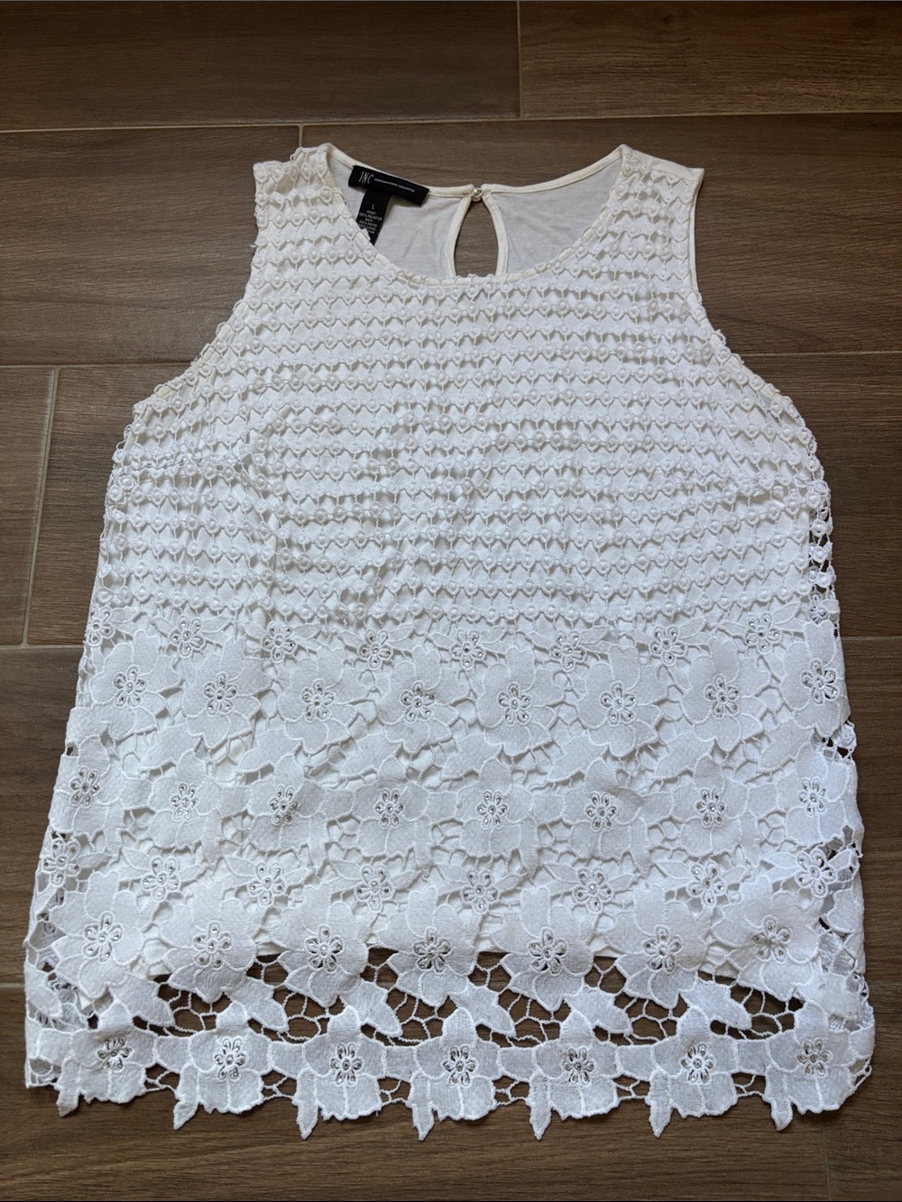 INC International Concepts White Crochet Lace Sleeveless Tank Top